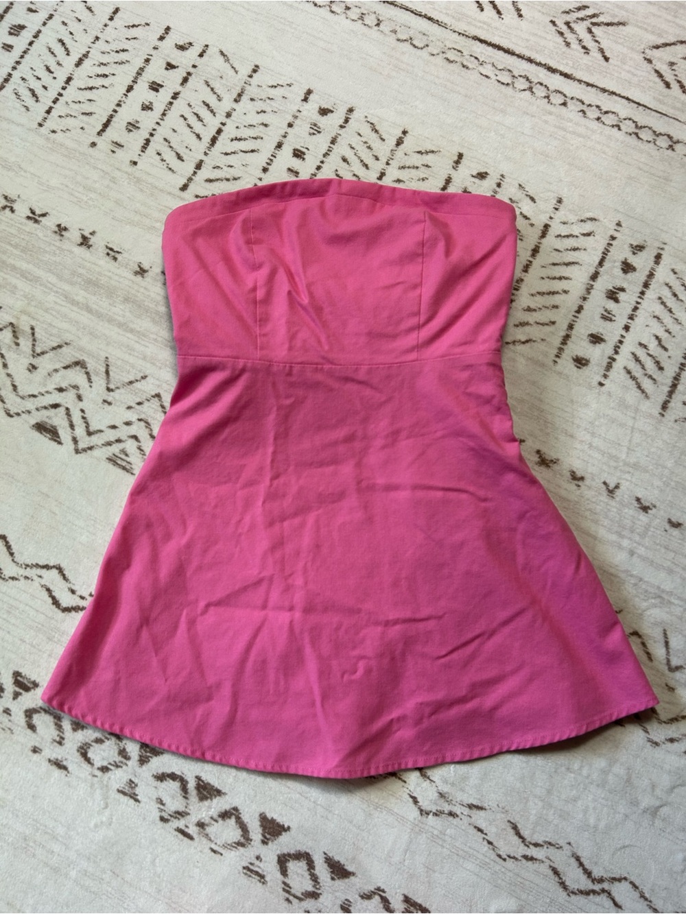 Altar’d State Pink Strapless Bow Back Fit & Flare Mini Dress Medium - Picture 3 of 6